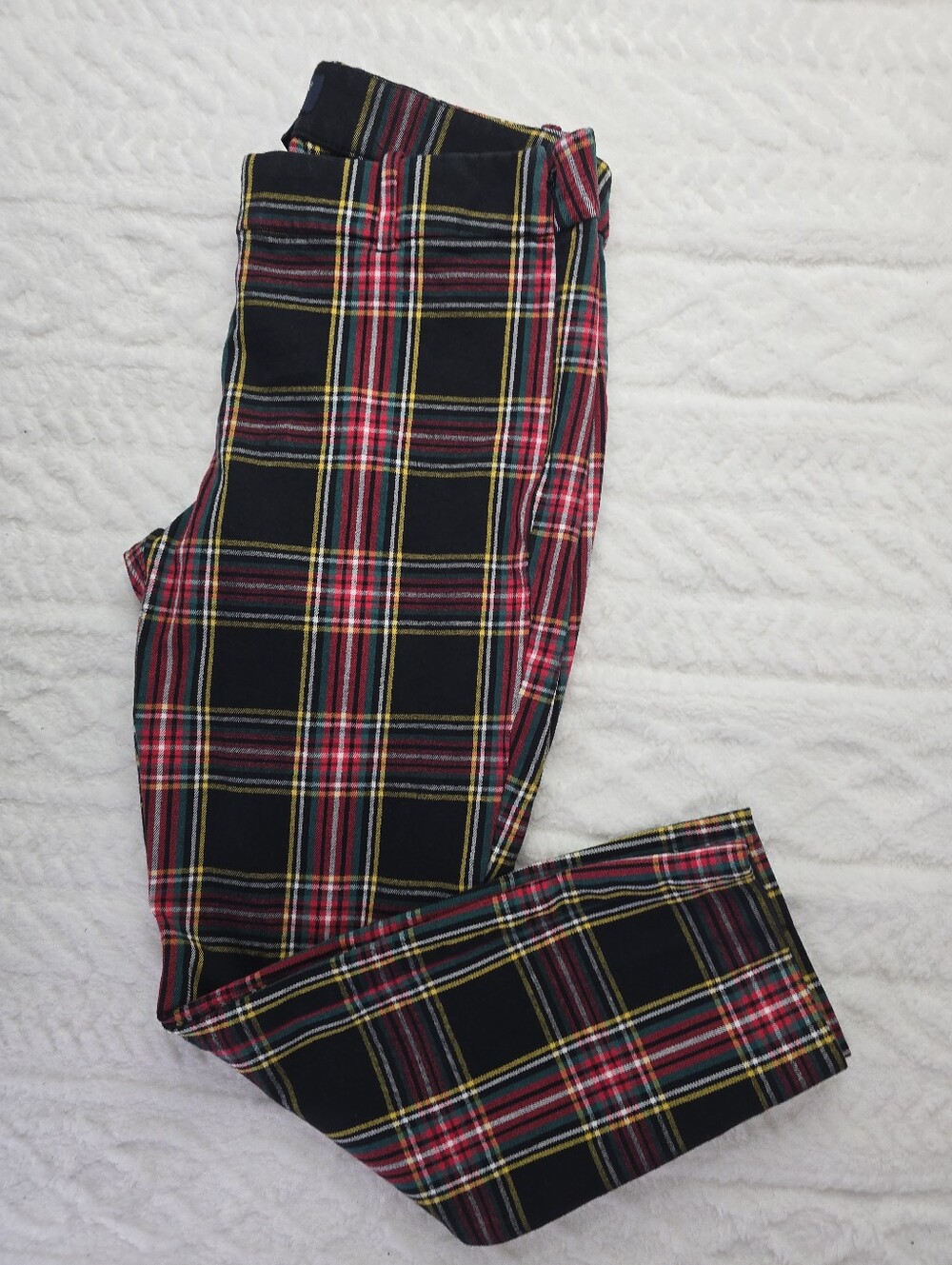 J. Crew Factory Winnie Pant Black Red Tartan Plaid Mid Rise Ankle Preppy 8